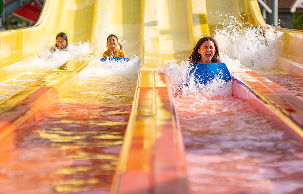 Guests racing down slide!