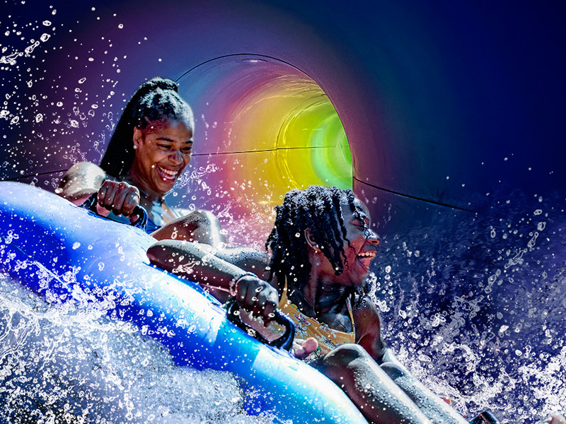 Mom and daughter on Hyperlight water slide